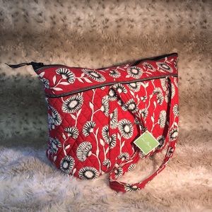 Vera Bradley Red Deco Daisy Quilted Tote Bag NWT!